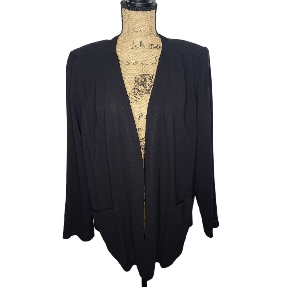 Vintage 80s 90s Alfred Dunner Black Lightweight Black Large Blazer Oversized